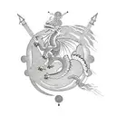 Dragon with Sagittarius constellation full sleeve tattoo design idea