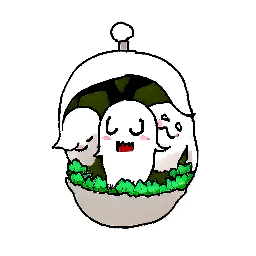 cute ghost chained up with background 4 birds tattoo design idea