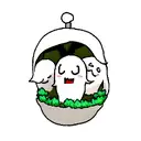cute ghost chained up with background 4 birds tattoo design idea
