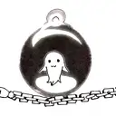 cute ghost chained up with background 4 birds tattoo design idea