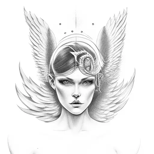 half angel with wings and half devil with wings  tattoo design idea