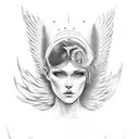 half angel with wings and half devil with wings  tattoo design idea