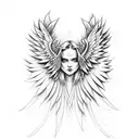 half angel with wings and half devil with wings  tattoo design idea
