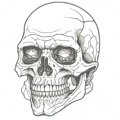 broken skull face tattoo design idea