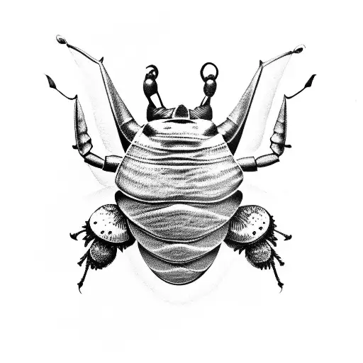 rhinoceros beetle on flower tattoo design idea