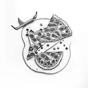 fantasma comendo pizza tattoo design idea