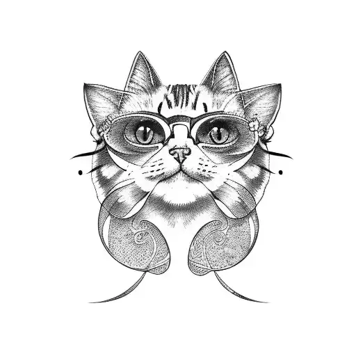 cat with butterfly tattoo design idea