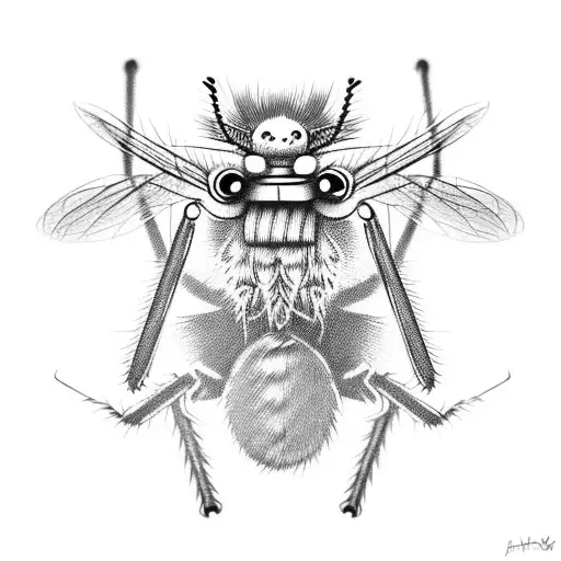 mosquito, woodgrain tattoo design idea