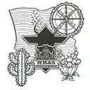 cactus, bluebonnets,windmill,texas flag,whitetail deer, tattoo design idea