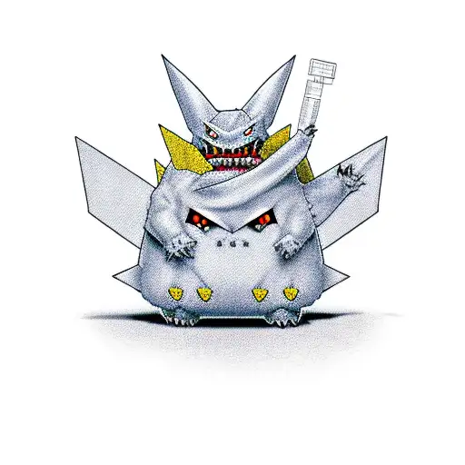 gengar from pokemon in a gameboy tattoo design idea