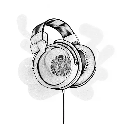 DJ headphones with a semi-colon integrated into the design tattoo design idea