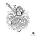 monkey and dragons  tattoo design idea
