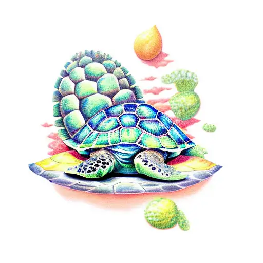 sea turtle with his shell in form of a avocado  tattoo design idea