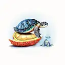 sea turtle with his shell in form of a avocado  tattoo design idea