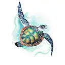 sea turtle with his shell in form of a avocado  tattoo design idea