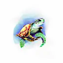 sea turtle with his shell in form of a avocado  tattoo design idea