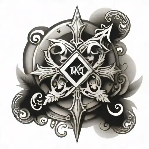 cross and roman numerals and om  tattoo design idea