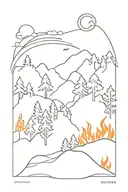 forest fire tattoo design idea