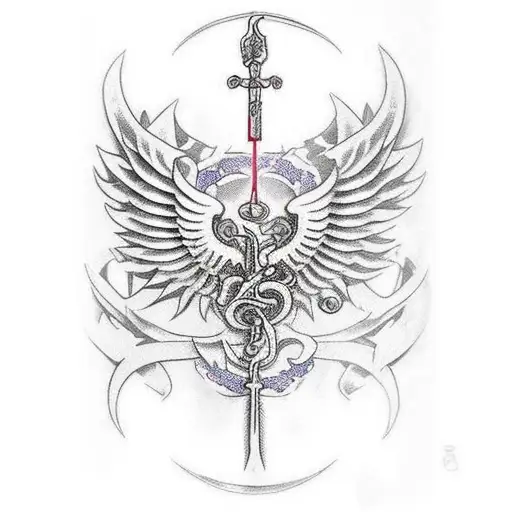 st Michael sword and wings  tattoo design idea