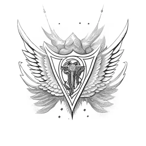 st Michael sword and wings  tattoo design idea