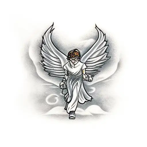 Harry Potter Snitch and angel, leads, wings tattoo design idea