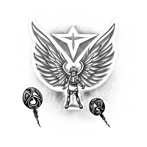 Snitch and angel, leads, wings tattoo design idea