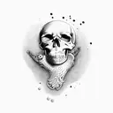 Skull with crow tattoo design idea