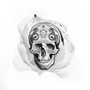 Skull with crow tattoo design idea