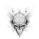 Skull with crow tattoo design idea