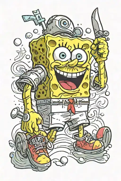 blade spongebob space tattoo design idea
