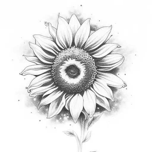 floral composición with sunflower , rose and daisy flower with black line brazalet tattoo design idea