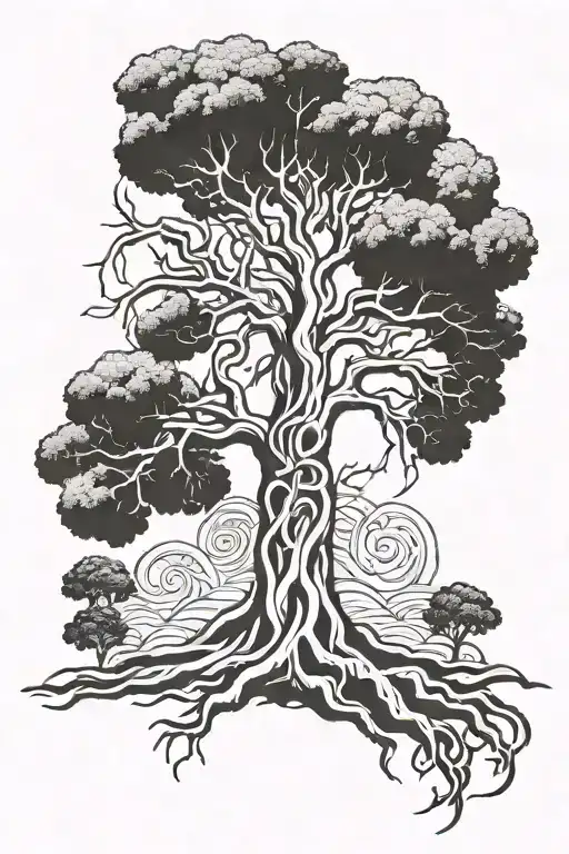 yggdrasil tree tattoo design idea