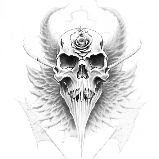 angel demon skull rose spade tattoo design idea
