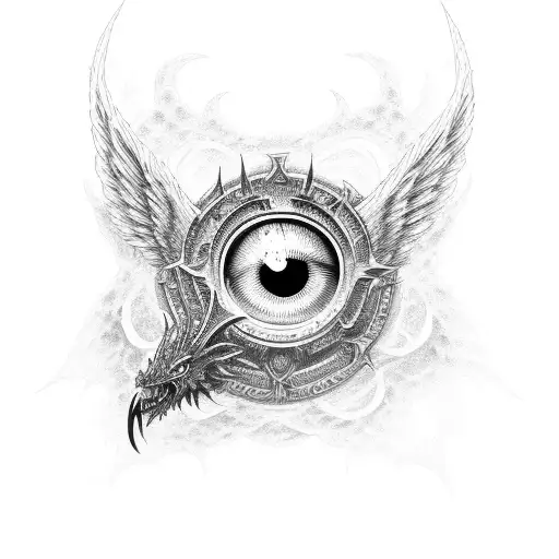 angel demon rose spade dragon eye tattoo design idea