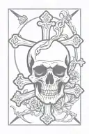 pool cue  cross bones tattoo design idea