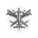 tattoo about traveling. include suitcase, passport, planes with think black lines tattoo design idea
