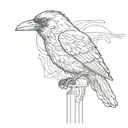 An abstract raven silhouette intertwined with a microphone cord, representing the client's passion for singing tattoo design idea
