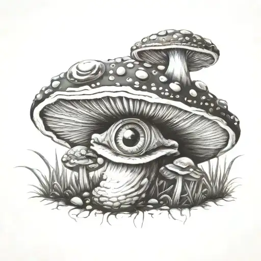 Magic mushroom with eyes tattoo design idea