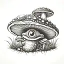 Magic mushroom with eyes tattoo design idea