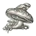 Magic mushroom with eyes tattoo design idea