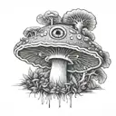 Magic mushroom with eyes tattoo design idea