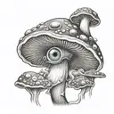 Magic mushroom with eyes tattoo design idea