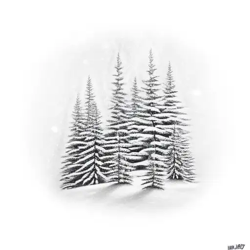 number 518 with evergreen trees in the background tattoo design idea