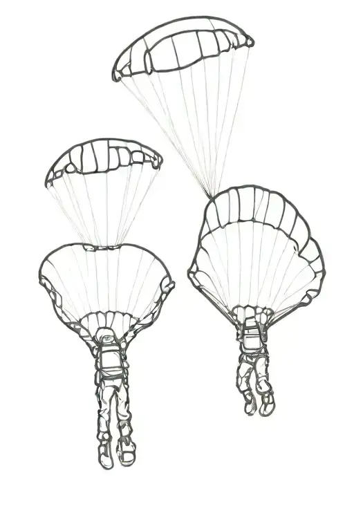 two skydivers together with parachutes tattoo design idea