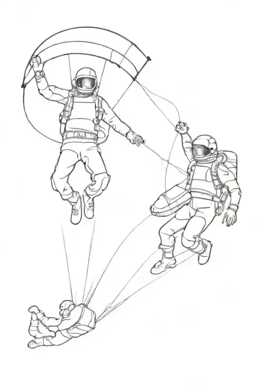 two skydivers together  tattoo design idea