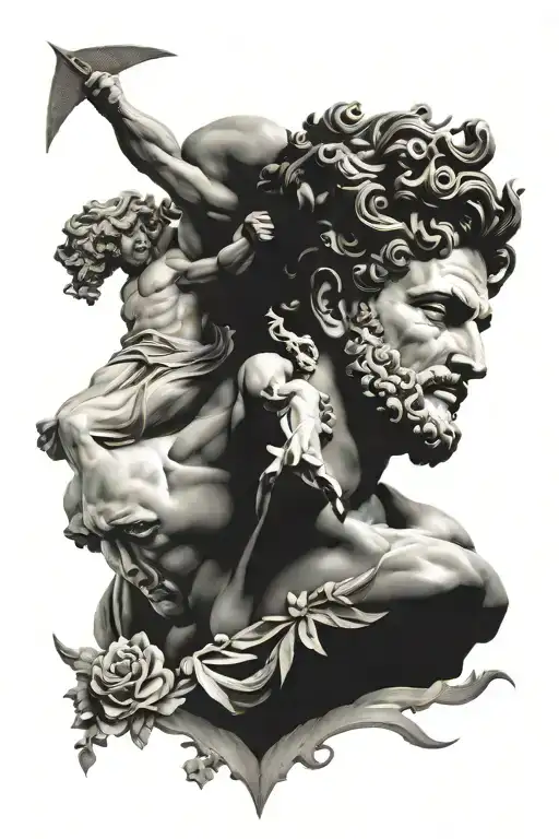 angles and greek gods Olympus tattoo design idea