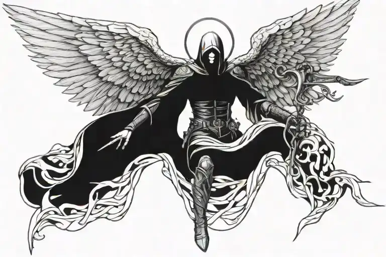 Huge Azrael archangel tattoo design idea