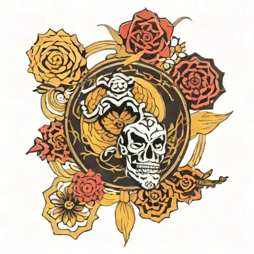 A detailed mandala design incorporating elements of martial arts, symbolizing discipline and focus in the fighter's life tattoo design idea