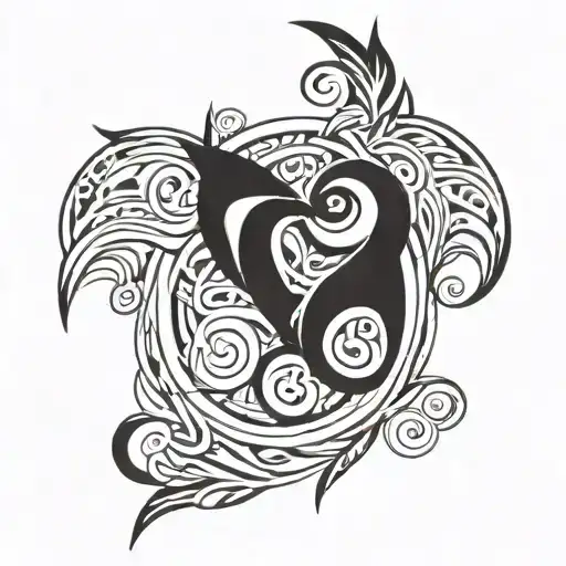 Lightinings around torso passing trough sicilly symbol  tattoo design idea