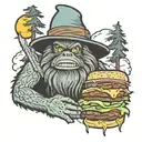 Sasquatch burger   tattoo design idea